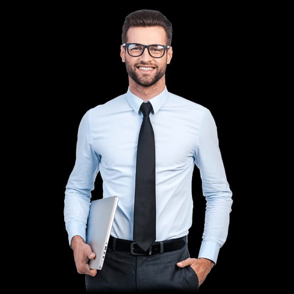 Professional man working on laptop